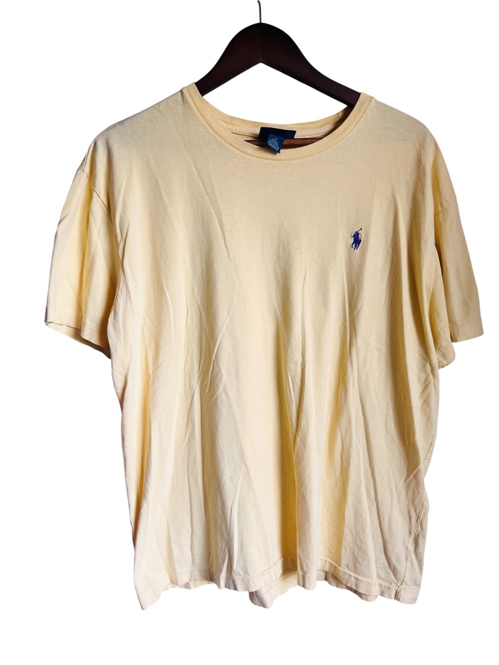 Vtg Polo Ralph Lauren Mens M Yellow Cotton Crew Neck Short Sleeve Preppy Frat